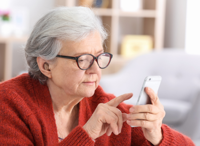 lady looking on her mobile phone